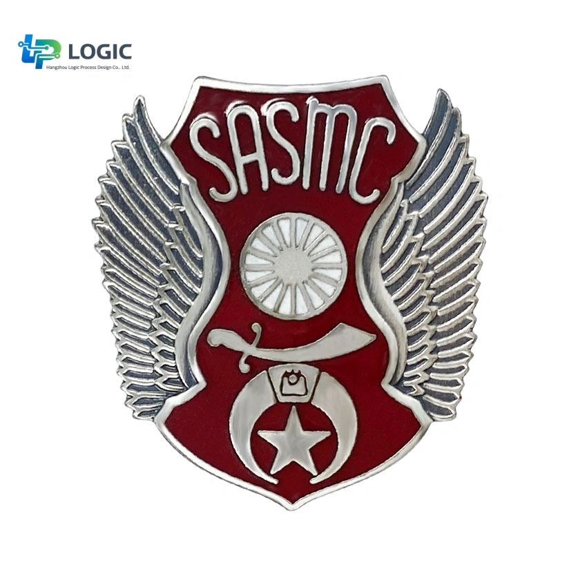 Brooches-Pins-Lapel Pins001 Custom SASMC Badge Pin – Enamel Winged Emblem Pin - Image 1