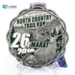 Custom Trail Marathon Medal with Wildlife Design – North Country 26.2 Run Award