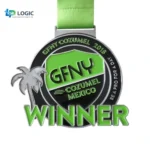 Custom GFNY Cozumel Winner Medal with Green Ribbon – Cycling & Running Award