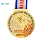 Custom Karate Medal with Tricolor Ribbon – Martial Arts Championship Award