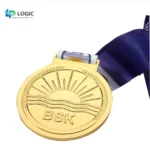 Custom Gold BSK Medal with Blue Ribbon – Classic Sports Award Medal