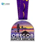 Custom Oregon Quarter Marathon Medal – Scenic Sunset Running Event Award