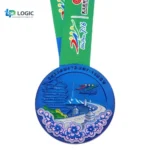 Custom City-Themed Marathon Medal with Green Ribbon – Scenic Running Event Award