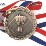 Custom Badminton Medal with Ribbon – Gold Sports Competition Award