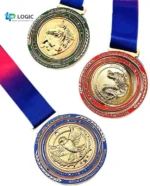 Custom Rotating Spinner Medal with Blue Ribbon – 3D Spinning Marathon Award Medal - Image 7