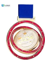 Custom Rotating Spinner Medal with Blue Ribbon – 3D Spinning Marathon Award Medal - Image 3