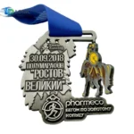 Custom Spinning Running Medal with Blue Ribbon – Rotating Marathon Finisher Medal - Image 5
