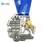 Custom Spinning Running Medal with Blue Ribbon – Rotating Marathon Finisher Medal - Image 6