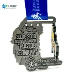 Custom Spinning Running Medal with Blue Ribbon – Rotating Marathon Finisher Medal - Image 4