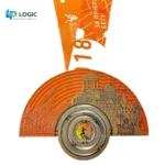 Custom City Marathon Medal with Concentric Design – Half-Round Running Award