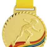 Gold Roller Skating Medal with Rainbow Trail – Custom Sports Award Medal