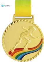 Gold Roller Skating Medal with Rainbow Trail – Custom Sports Award Medal
