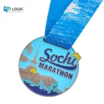 Custom Sochi Marathon Medal with Blue Ribbon – Running Event Award - Image 6