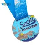 Custom Sochi Marathon Medal with Blue Ribbon – Running Event Award - Image 2