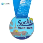 Custom Sochi Marathon Medal with Blue Ribbon – Running Event Award - Image 4