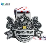 Custom Cycling Finisher Medal with Polka Dot Ribbon – Bike Race Award Medal
