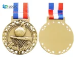 Custom Basketball Medal with Ribbon – Gold Sports Award Medal