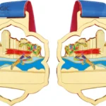 Custom City Marathon Medal with Colorful Ribbon – Landmark Running Event Award