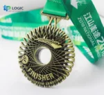 Custom 3D Finisher Medal with Green Ribbon – Trail & Marathon Award