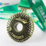 Custom 3D Finisher Medal with Green Ribbon – Trail & Marathon Award