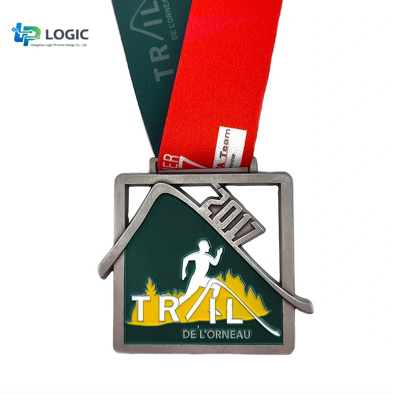 Custom Medals - 3D Medals0055-1 Custom Trail Running Medal with Ribbon – Mountain Race Finisher Medal - Image 1