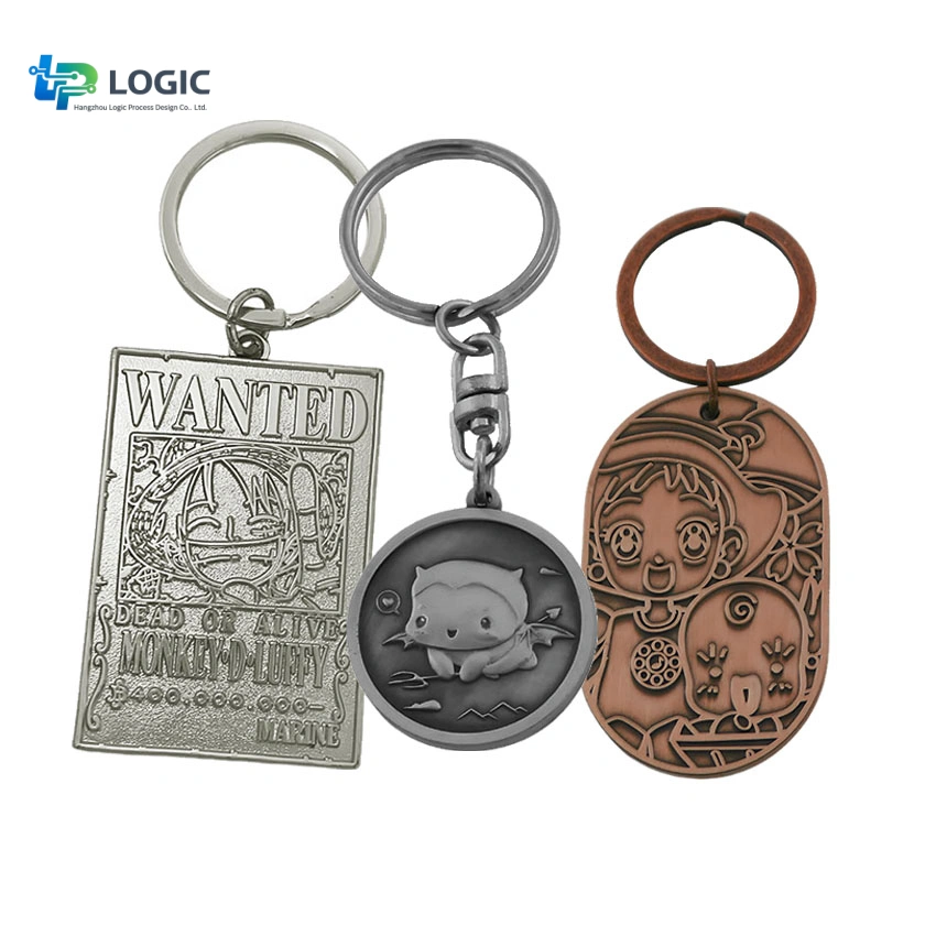 Metal keychain-013 Custom Cartoon Metal Keychains – Anime Character Engraved Key Ring Set - Image 1