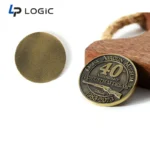 Custom Antique Gold Challenge Coin with Commemorative Text Design