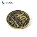Custom Antique Gold Challenge Coin with Commemorative Text Design - Image 2