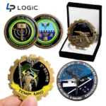 Custom Military Challenge Coin with 3D Relief, Enamel & Display Case Design